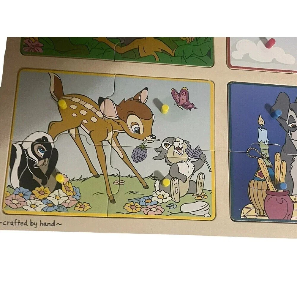 Melissa & Doug Disney Wooden Peg Puzzle Jungle Book Lady Tramp Bambi Dumbo RARE